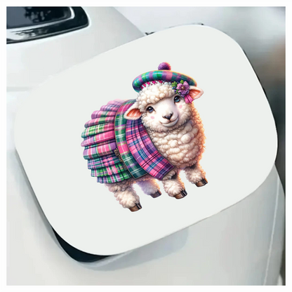 White Sheep Scottish Tartan Outfit Vinyl Sticker Decal