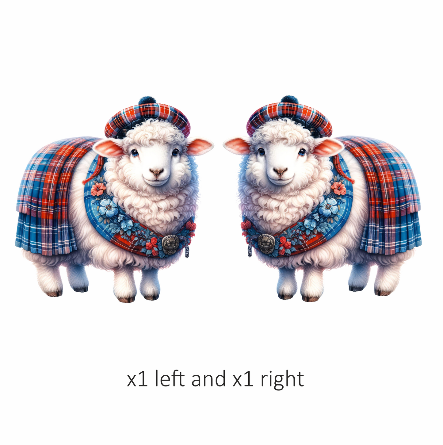 White Sheep Scottish Tartan Outfit Vinyl Sticker Decal