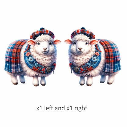 White Sheep Scottish Tartan Outfit Vinyl Sticker Decal