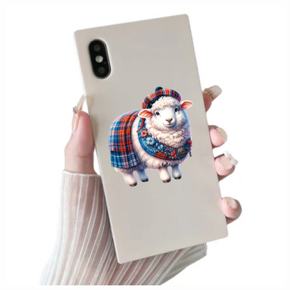White Sheep Scottish Tartan Outfit Vinyl Sticker Decal