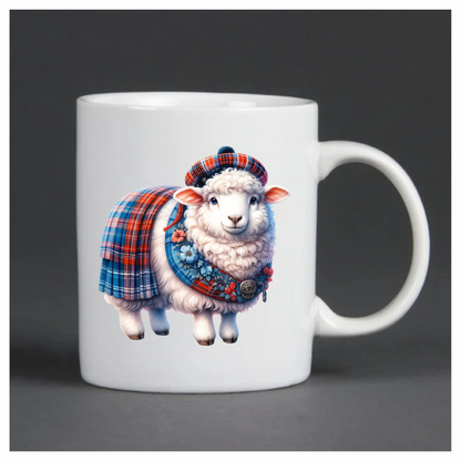 White Sheep Scottish Tartan Outfit Vinyl Sticker Decal