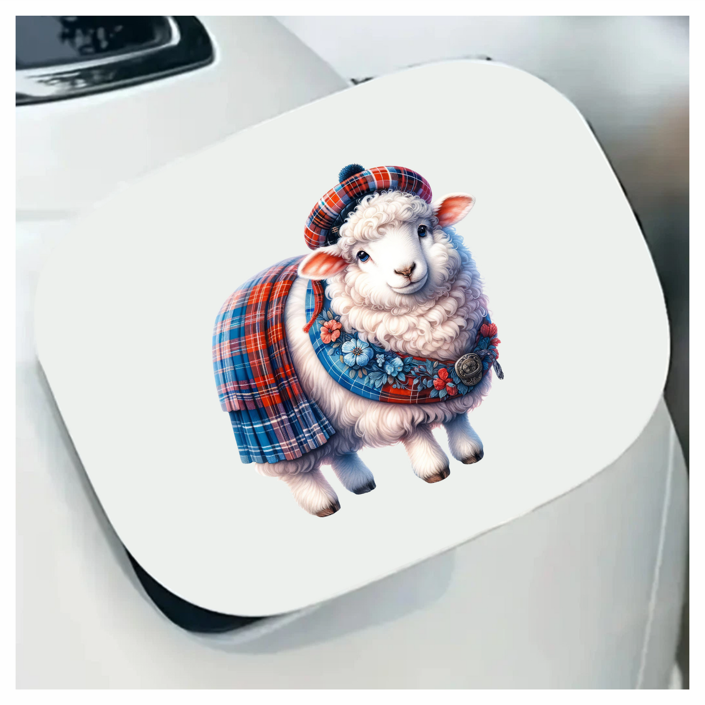 White Sheep Scottish Tartan Outfit Vinyl Sticker Decal