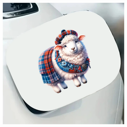 White Sheep Scottish Tartan Outfit Vinyl Sticker Decal