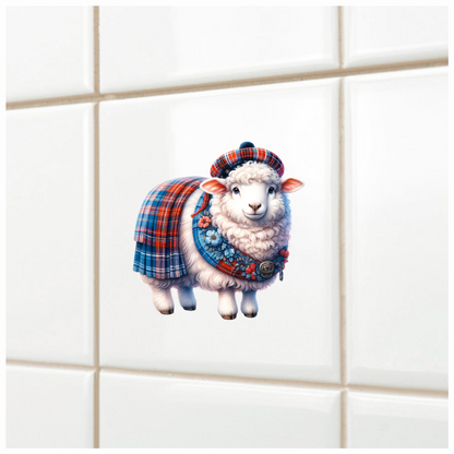 White Sheep Scottish Tartan Outfit Vinyl Sticker Decal