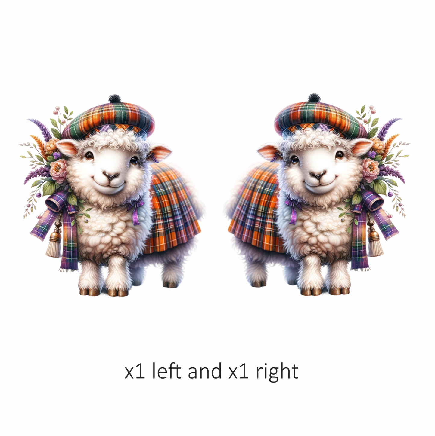 White Sheep Scottish Tartan Outfit Vinyl Sticker Decal