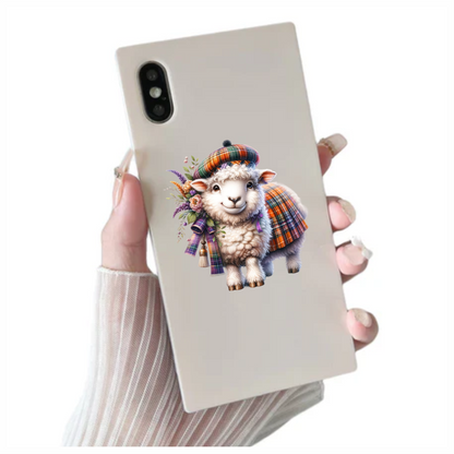 White Sheep Scottish Tartan Outfit Vinyl Sticker Decal