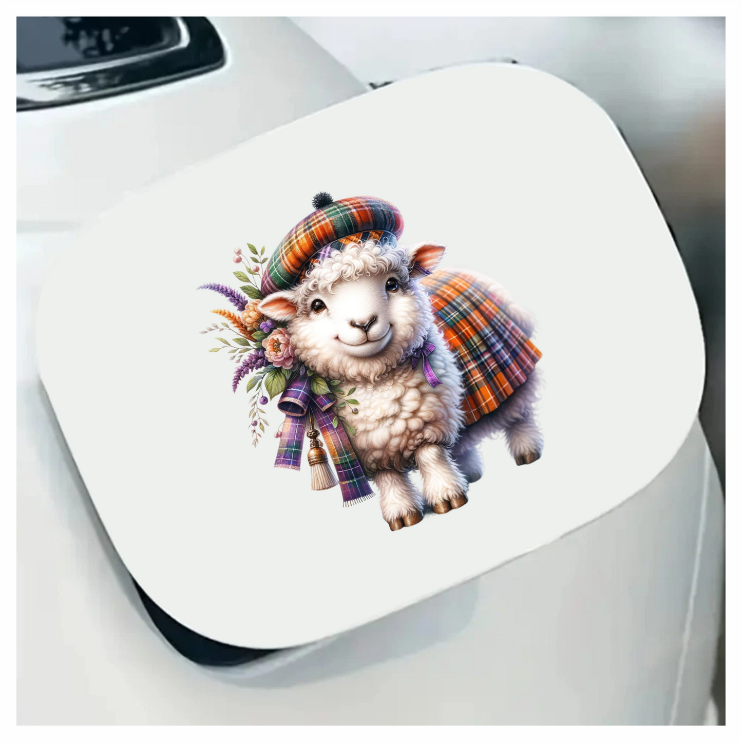 White Sheep Scottish Tartan Outfit Vinyl Sticker Decal