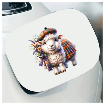 White Sheep Scottish Tartan Outfit Vinyl Sticker Decal