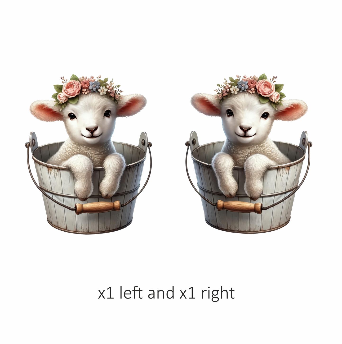 White Lamb Flower Crown Bucket Vinyl Sticker Decal