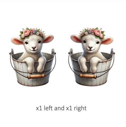 White Lamb Flower Crown Bucket Vinyl Sticker Decal