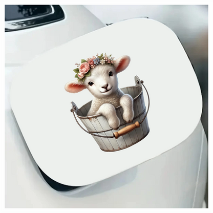 White Lamb Flower Crown Bucket Vinyl Sticker Decal