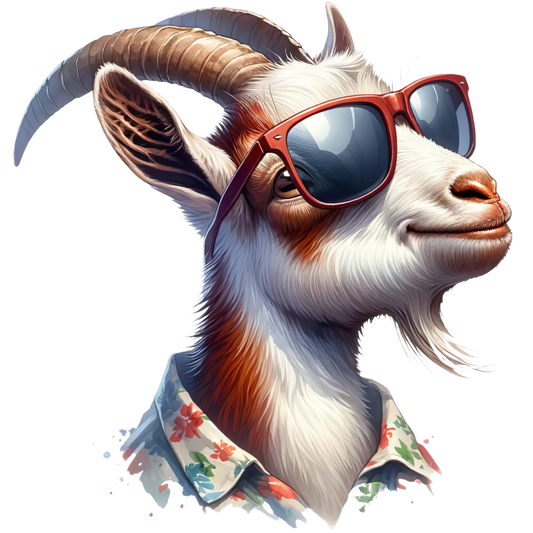 Brown Goat Wearing Red Sunglasses Vinyl Sticker Decal