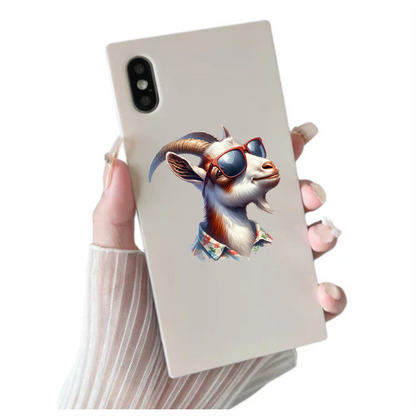 Brown Goat Wearing Red Sunglasses Vinyl Sticker Decal