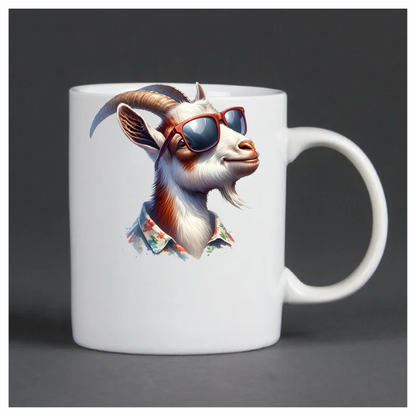Brown Goat Wearing Red Sunglasses Vinyl Sticker Decal