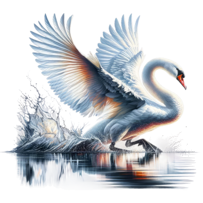 White Swan Water Splash Graceful Reflection Vinyl Sticker Decal