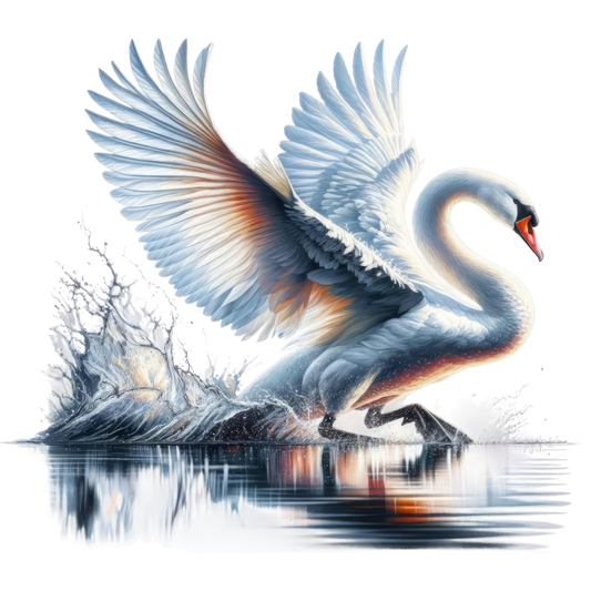 White Swan Water Splash Graceful Reflection Vinyl Sticker Decal