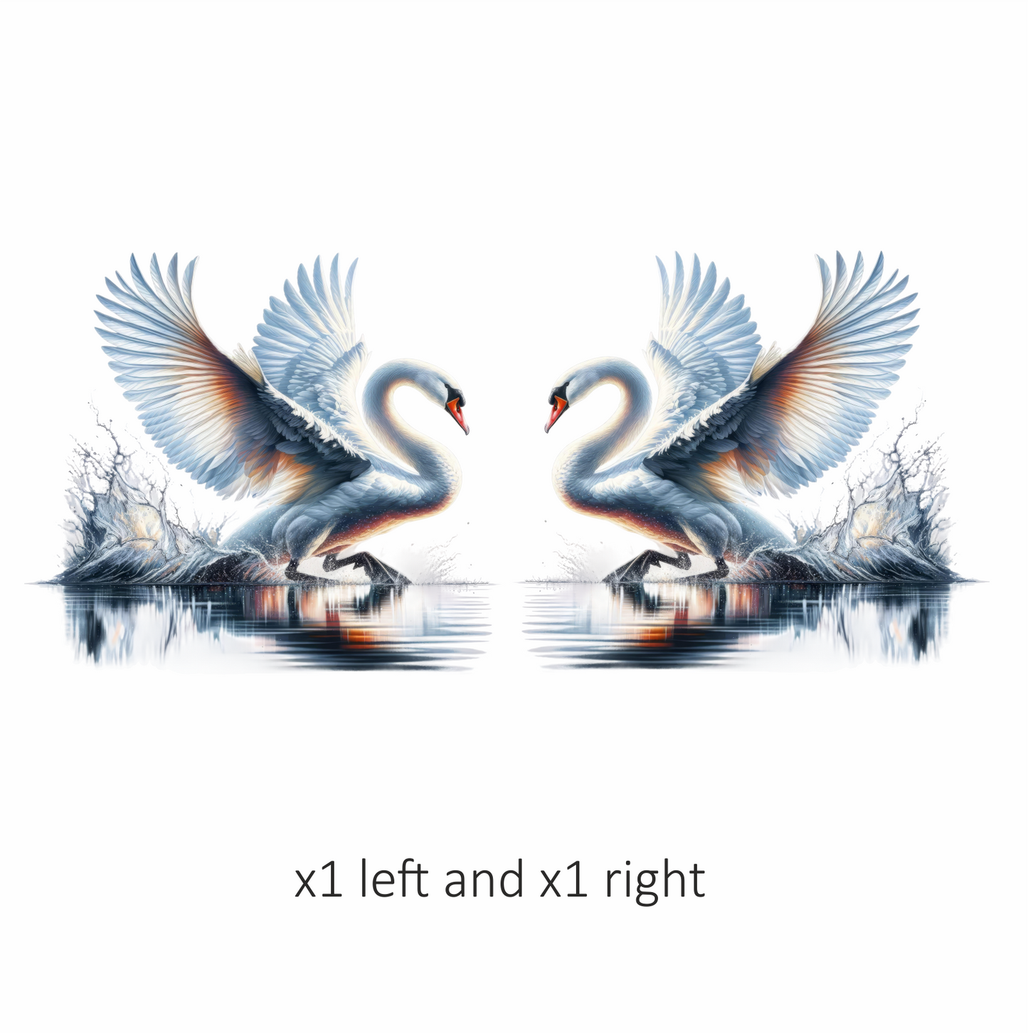 White Swan Water Splash Graceful Reflection Vinyl Sticker Decal