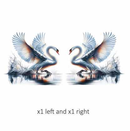 White Swan Water Splash Graceful Reflection Vinyl Sticker Decal