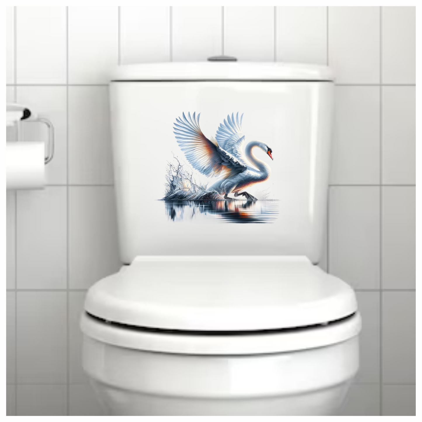 White Swan Water Splash Graceful Reflection Vinyl Sticker Decal