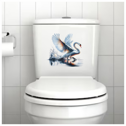 White Swan Water Splash Graceful Reflection Vinyl Sticker Decal