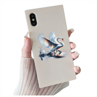 White Swan Water Splash Graceful Reflection Vinyl Sticker Decal