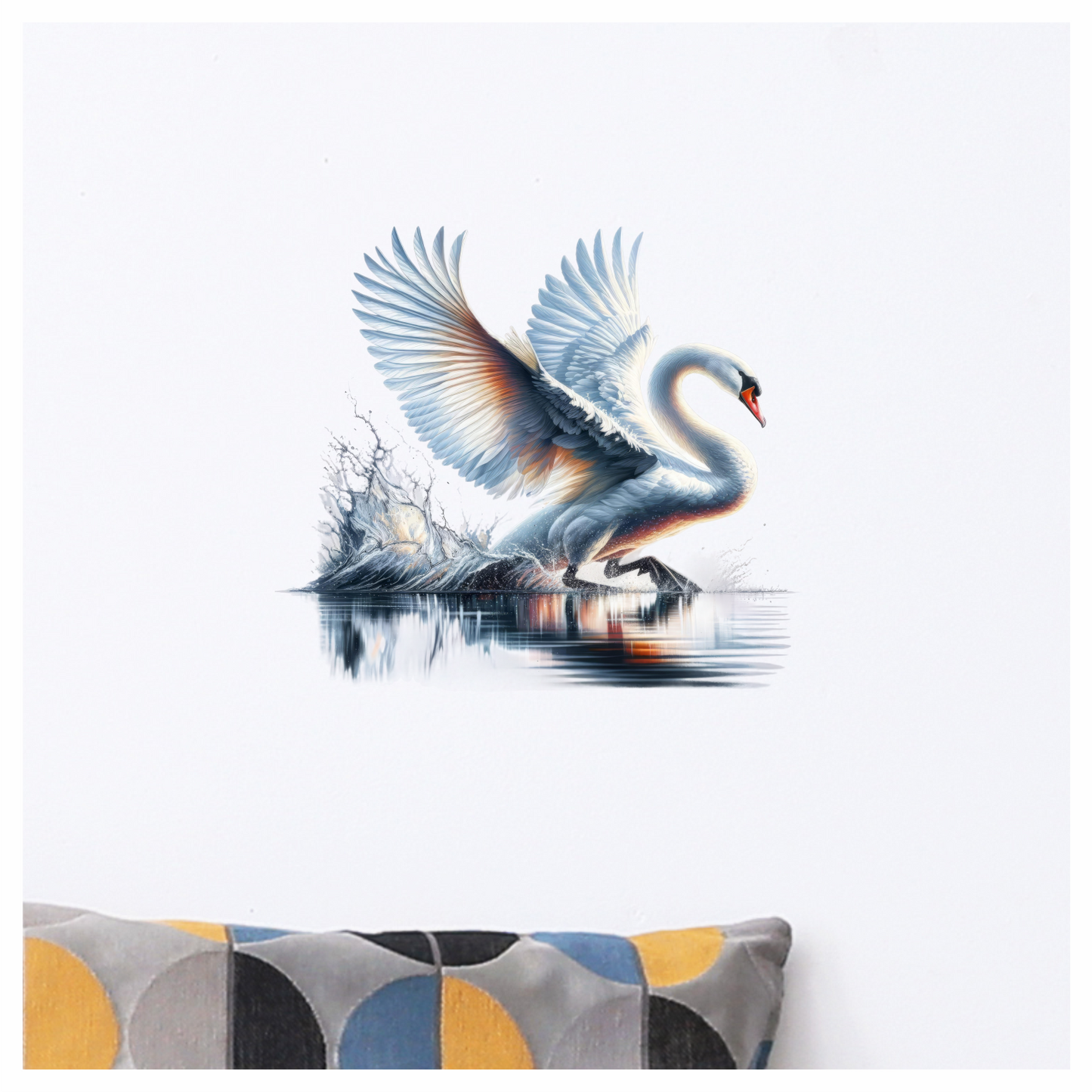 White Swan Water Splash Graceful Reflection Vinyl Sticker Decal