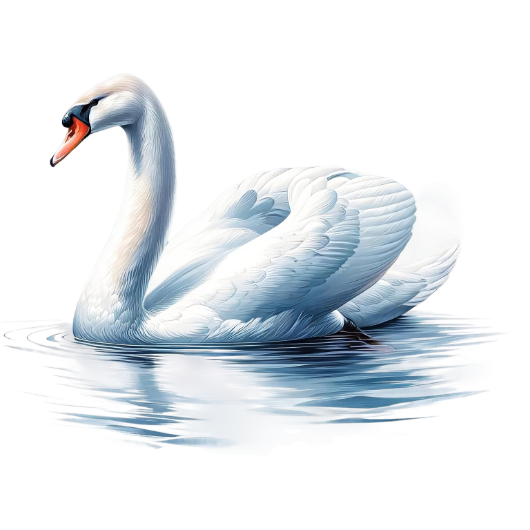 White Swan Water Ripples Reflection Vinyl Sticker Decal