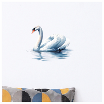 White Swan Water Ripples Reflection Vinyl Sticker Decal