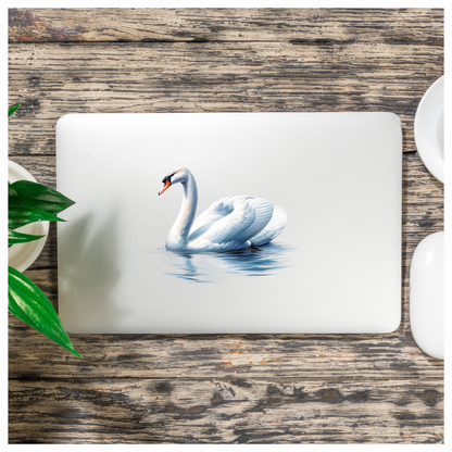 White Swan Water Ripples Reflection Vinyl Sticker Decal