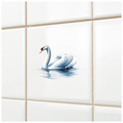 White Swan Water Ripples Reflection Vinyl Sticker Decal