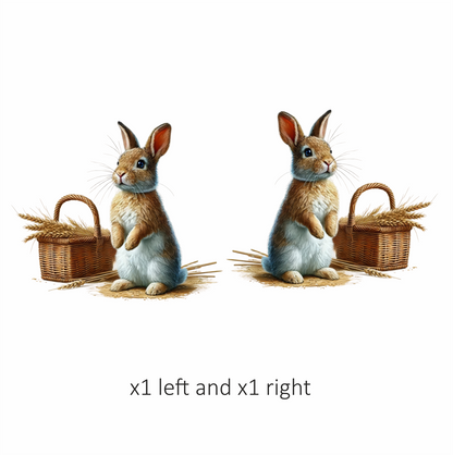 Brown Rabbit Basket Wheat Field Vinyl Sticker Decal