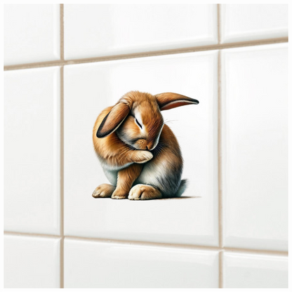 Brown Rabbit Lop Sitting Cute Vinyl Sticker Decal