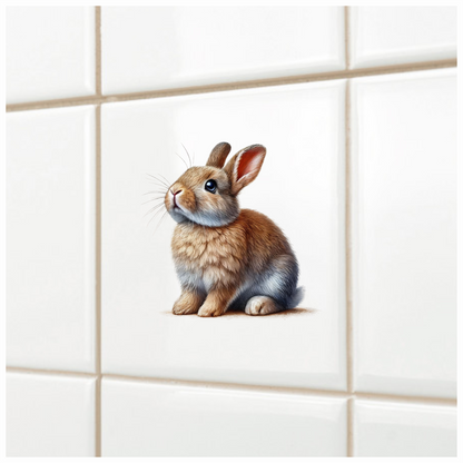 Brown Baby Rabbit Sitting Sideways Vinyl Sticker Decal