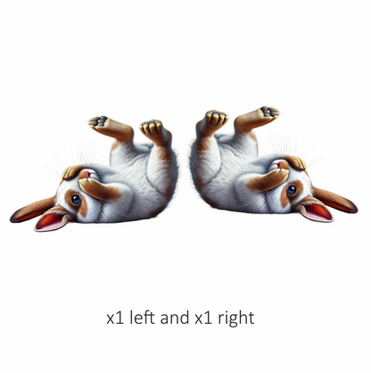 White Brown Bunny Rolling Cute Vinyl Sticker Decal