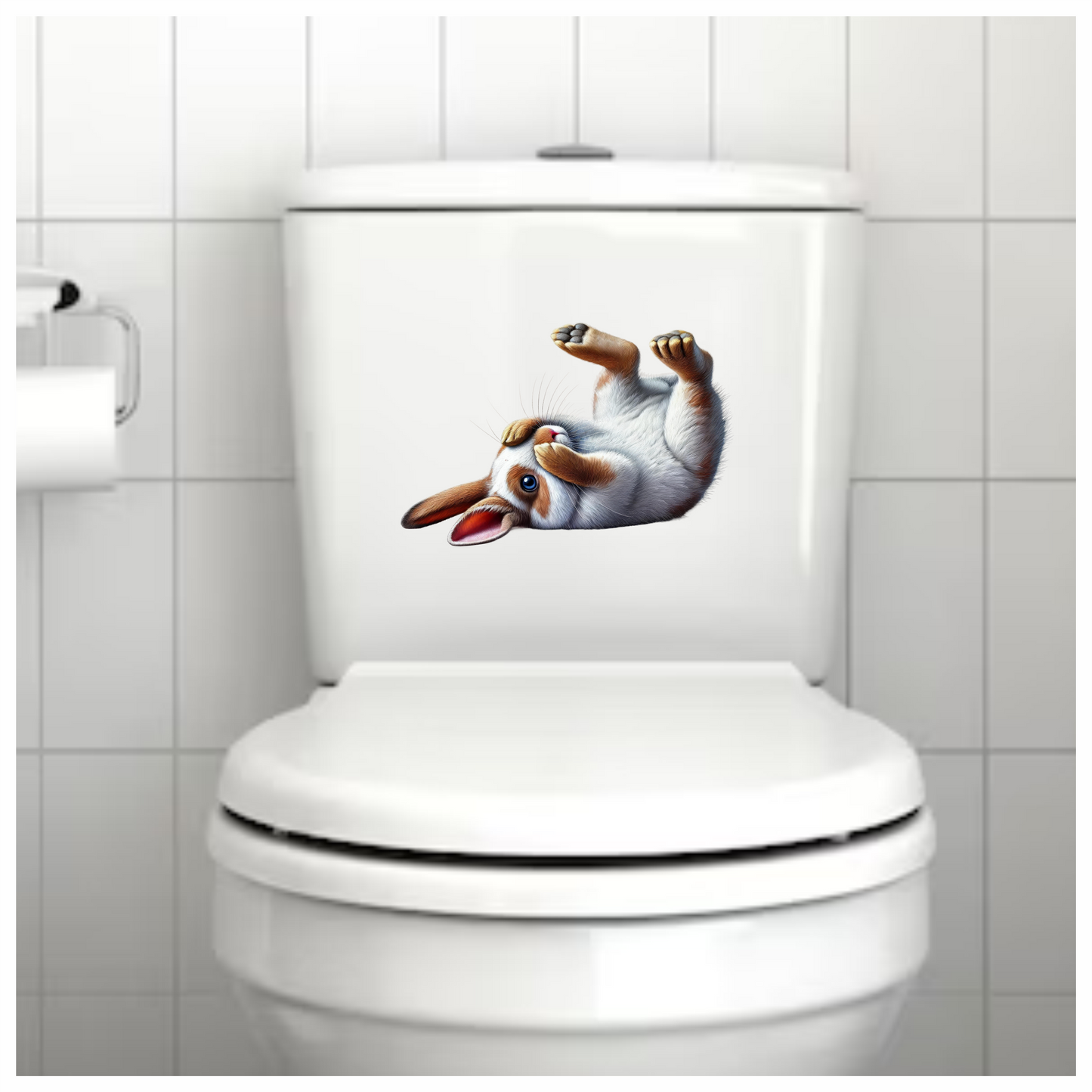 White Brown Bunny Rolling Cute Vinyl Sticker Decal