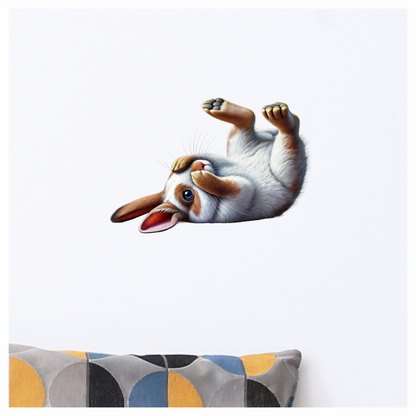 White Brown Bunny Rolling Cute Vinyl Sticker Decal