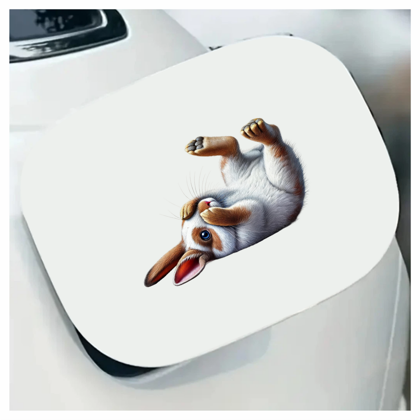 White Brown Bunny Rolling Cute Vinyl Sticker Decal