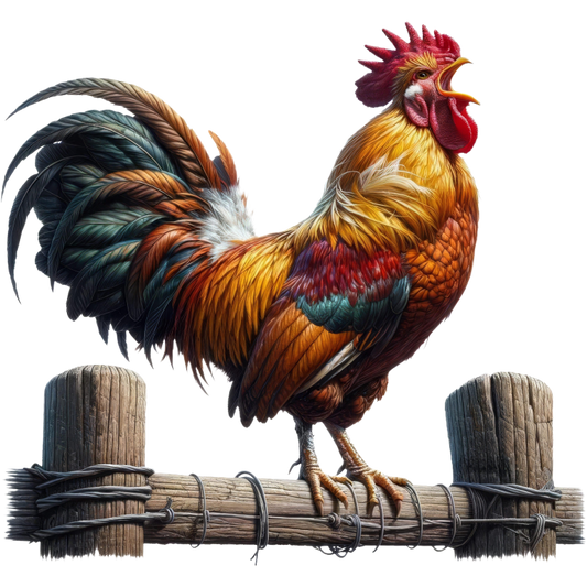 Rooster Brown Farm Fence Morning Vinyl Sticker Decal