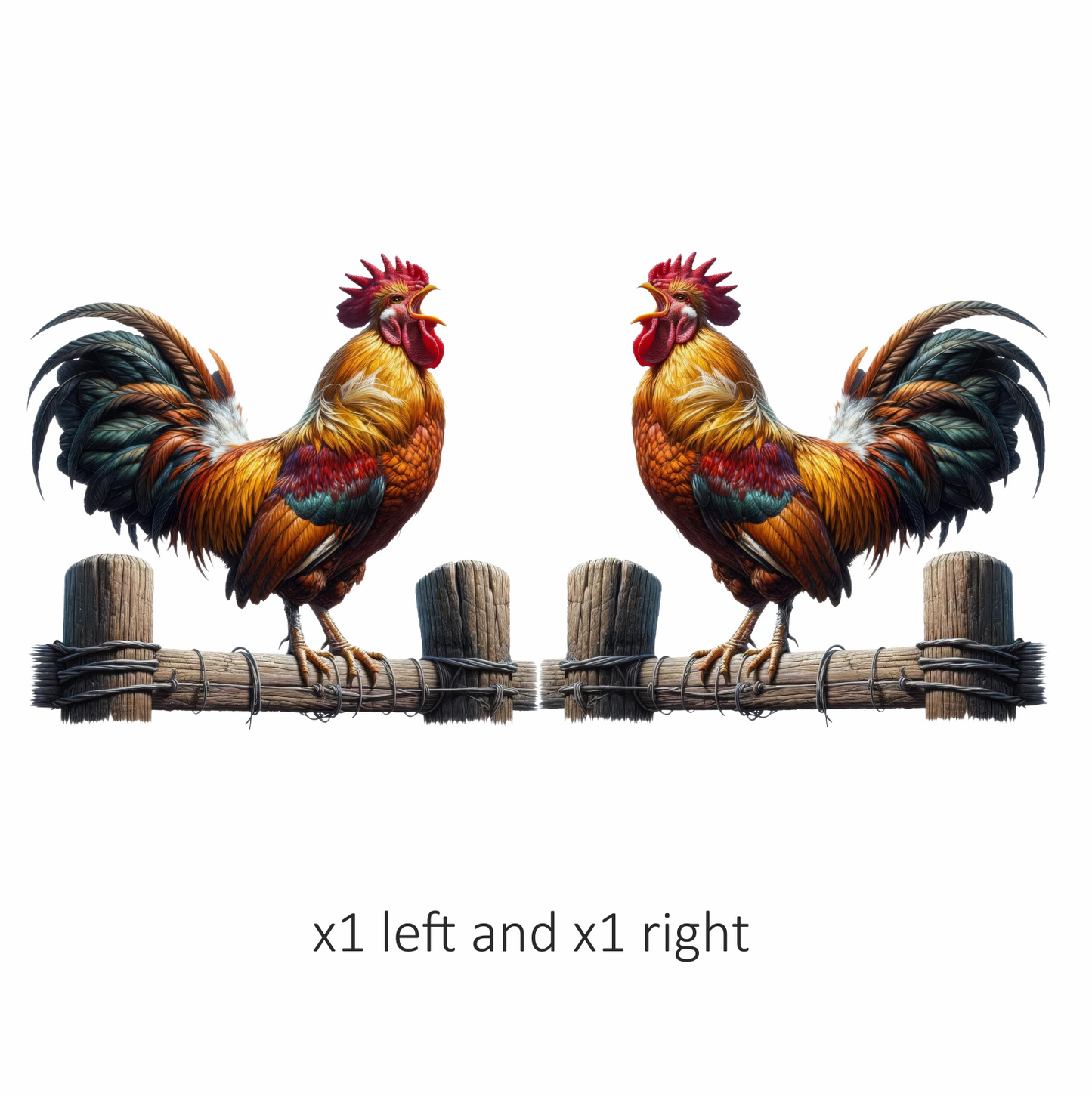 Rooster Brown Farm Fence Morning Vinyl Sticker Decal