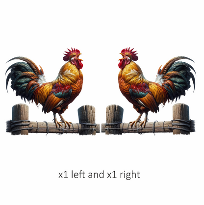 Rooster Brown Farm Fence Morning Vinyl Sticker Decal