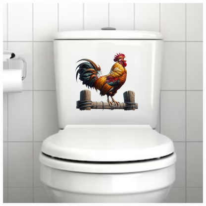 Rooster Brown Farm Fence Morning Vinyl Sticker Decal