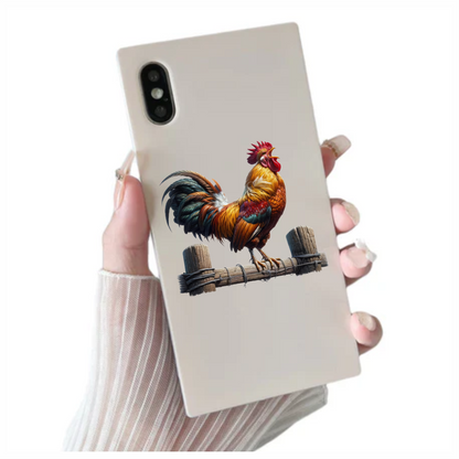 Rooster Brown Farm Fence Morning Vinyl Sticker Decal