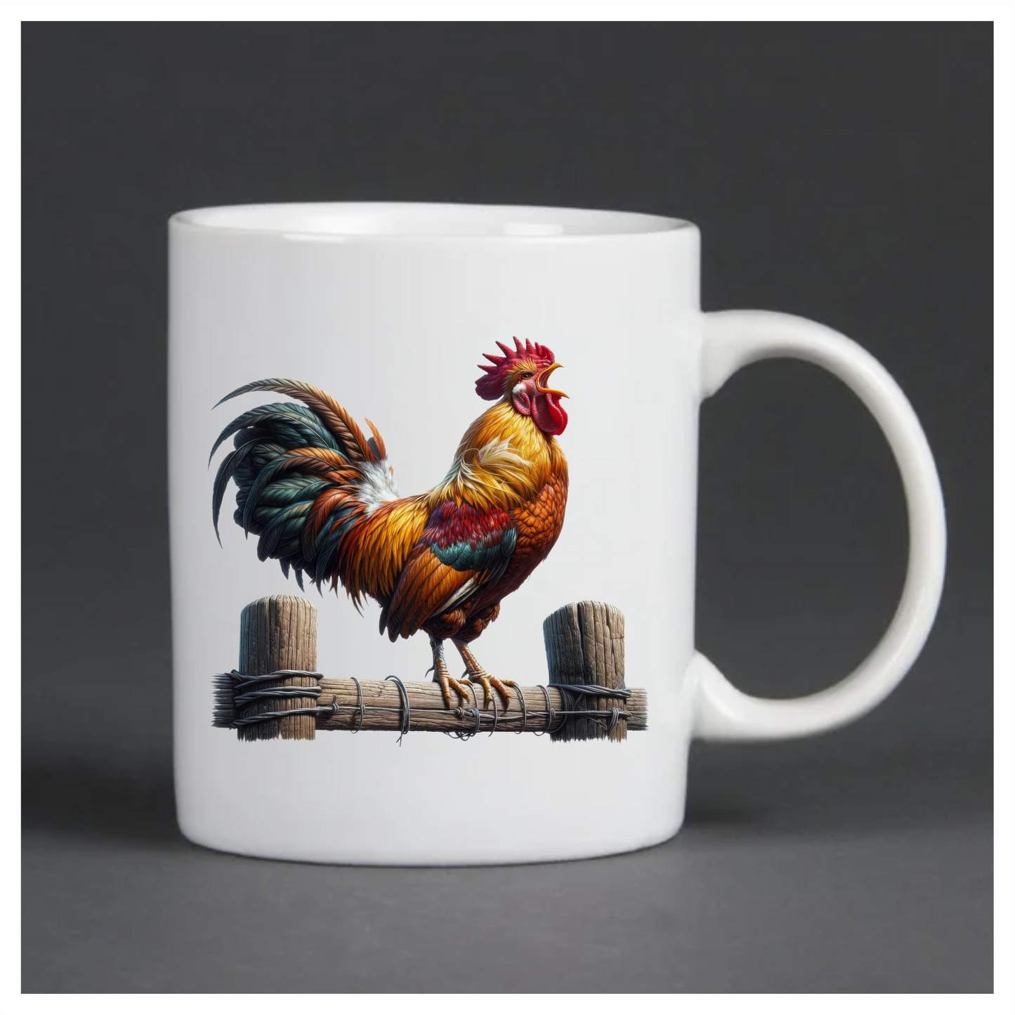 Rooster Brown Farm Fence Morning Vinyl Sticker Decal