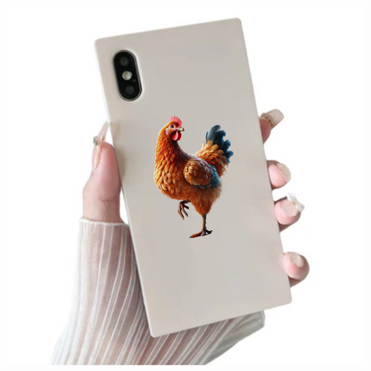 Orange Chicken Farm Hen Standing Vinyl Sticker Decal