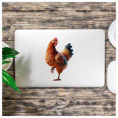 Orange Chicken Farm Hen Standing Vinyl Sticker Decal
