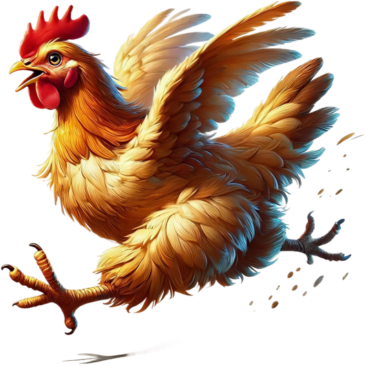 Yellow Chicken Running Fast Wings Vinyl Sticker Decal