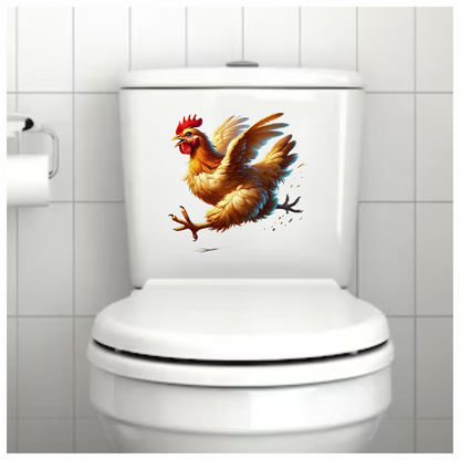 Yellow Chicken Running Fast Wings Vinyl Sticker Decal