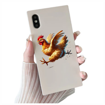 Yellow Chicken Running Fast Wings Vinyl Sticker Decal