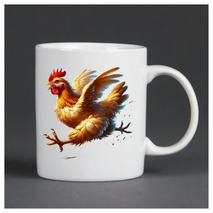 Yellow Chicken Running Fast Wings Vinyl Sticker Decal