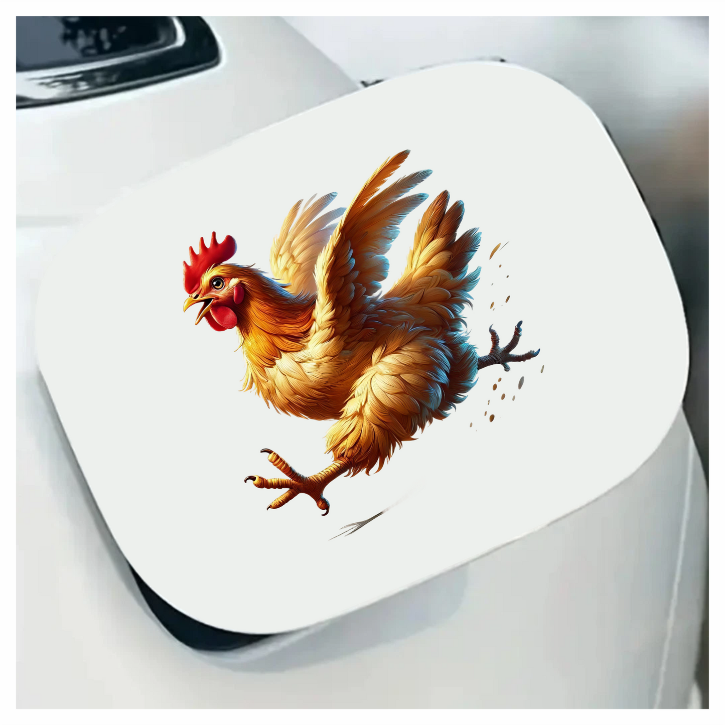 Yellow Chicken Running Fast Wings Vinyl Sticker Decal